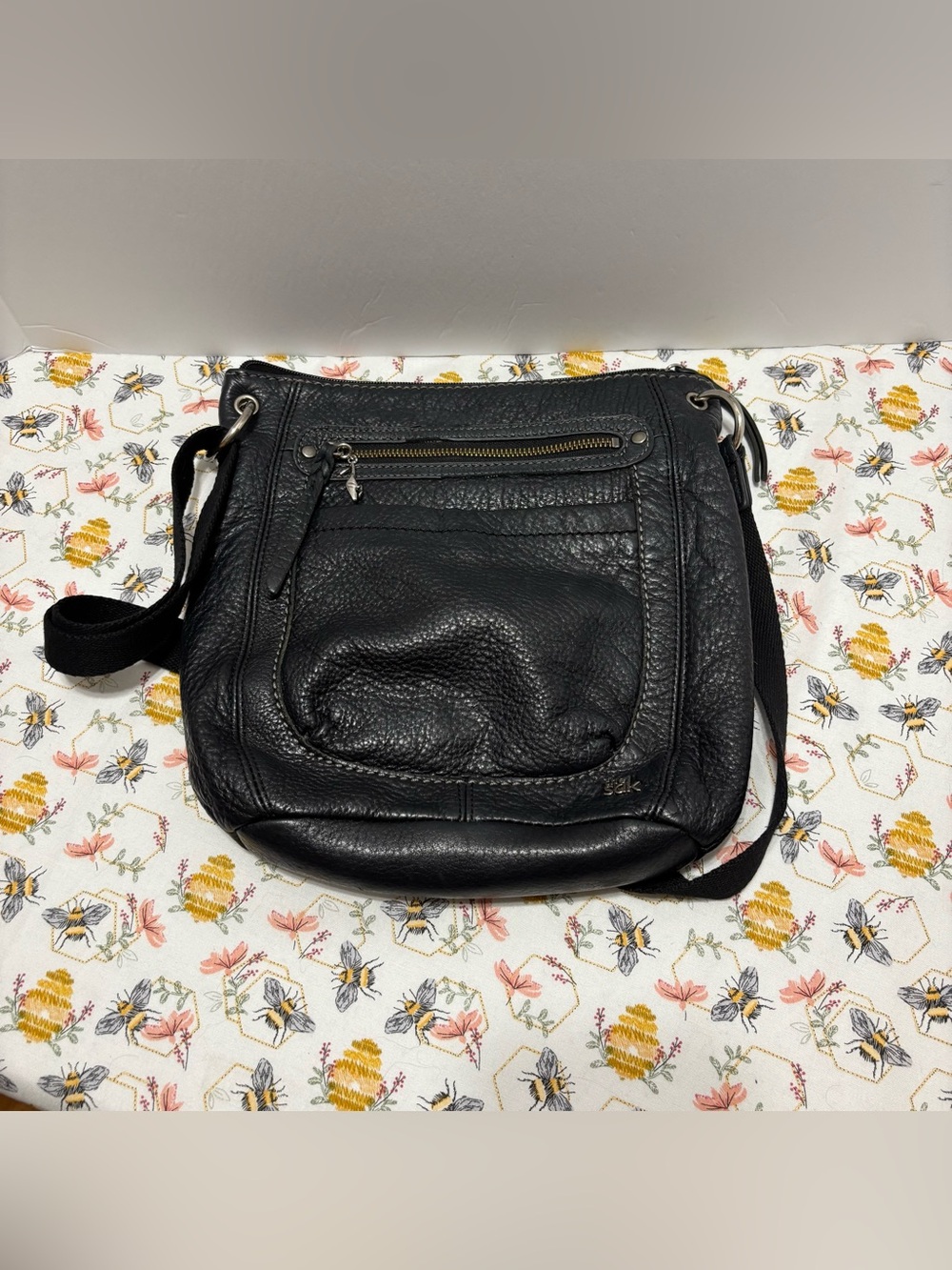 The Sak Black Pebbled Leather Crossbody Bag